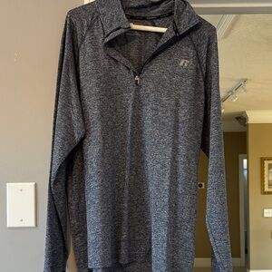 Russell Athletic Men's Navy and Gray Quarter Zip Performance Jacket